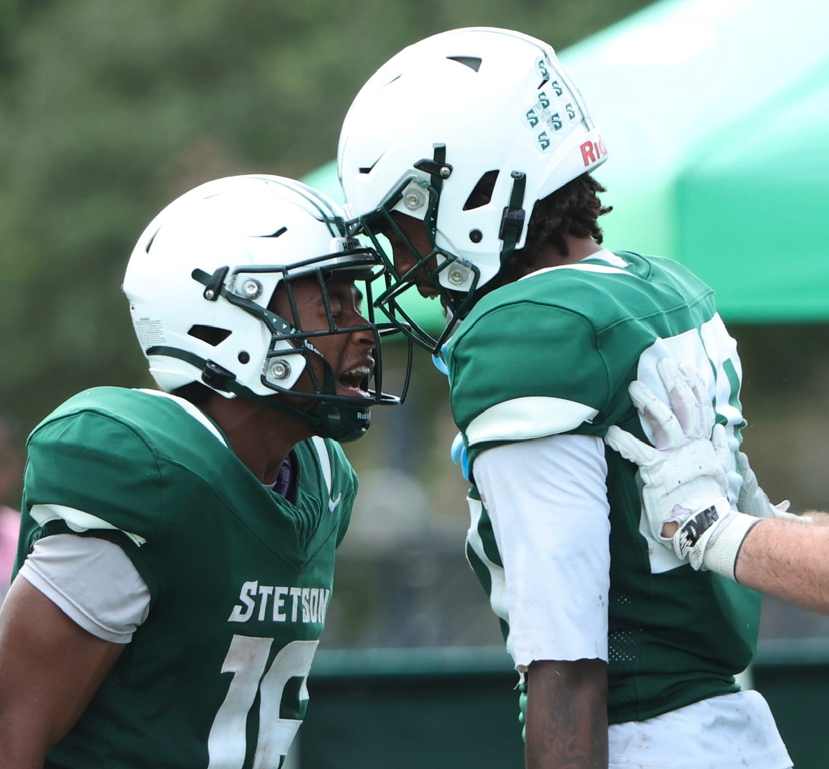 Stetson football players training during the Built Different chapter.
